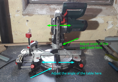 Adjusting the angles of the drop saw